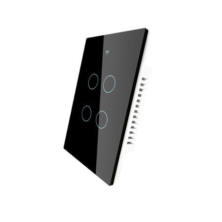 a black and white light switch with two buttons on each side, in front of a white background