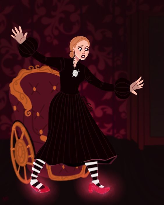 a woman in a black dress is dancing