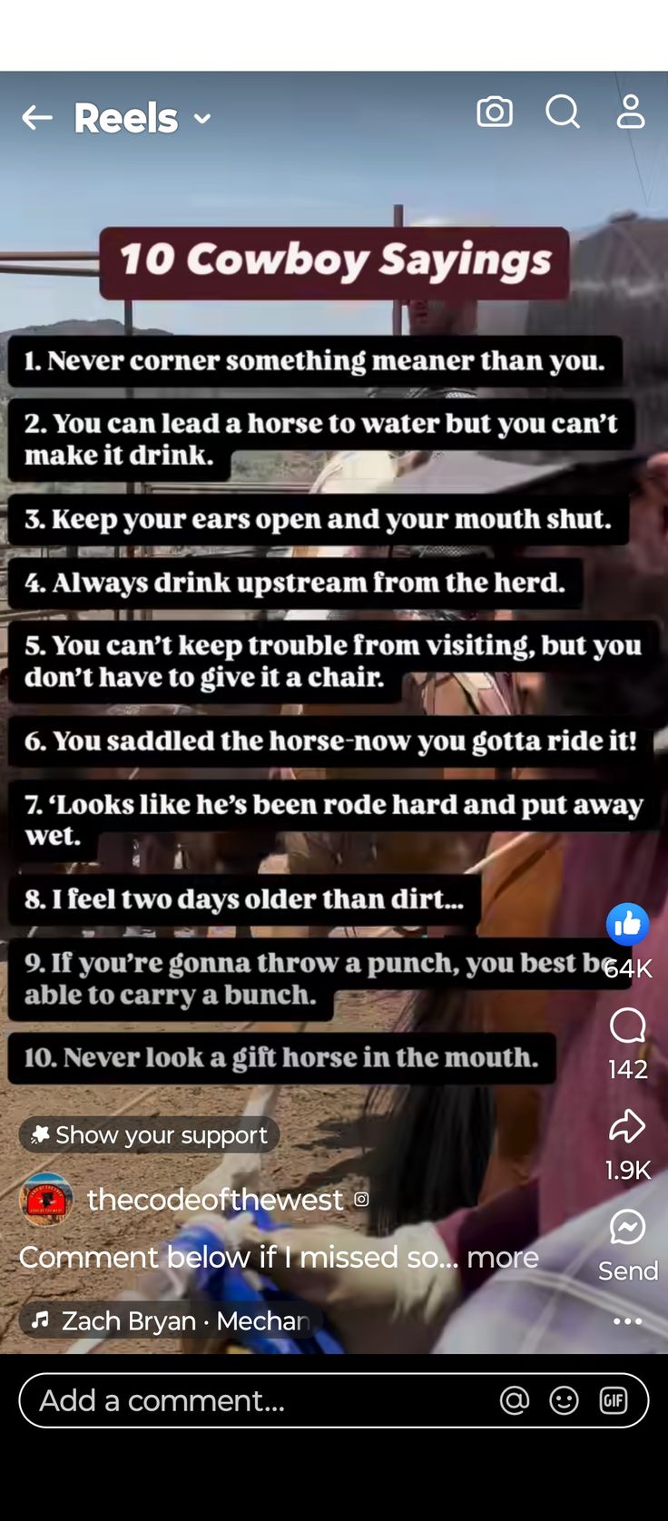 the cowboy sayings app is displayed on an iphone screen, with text below it