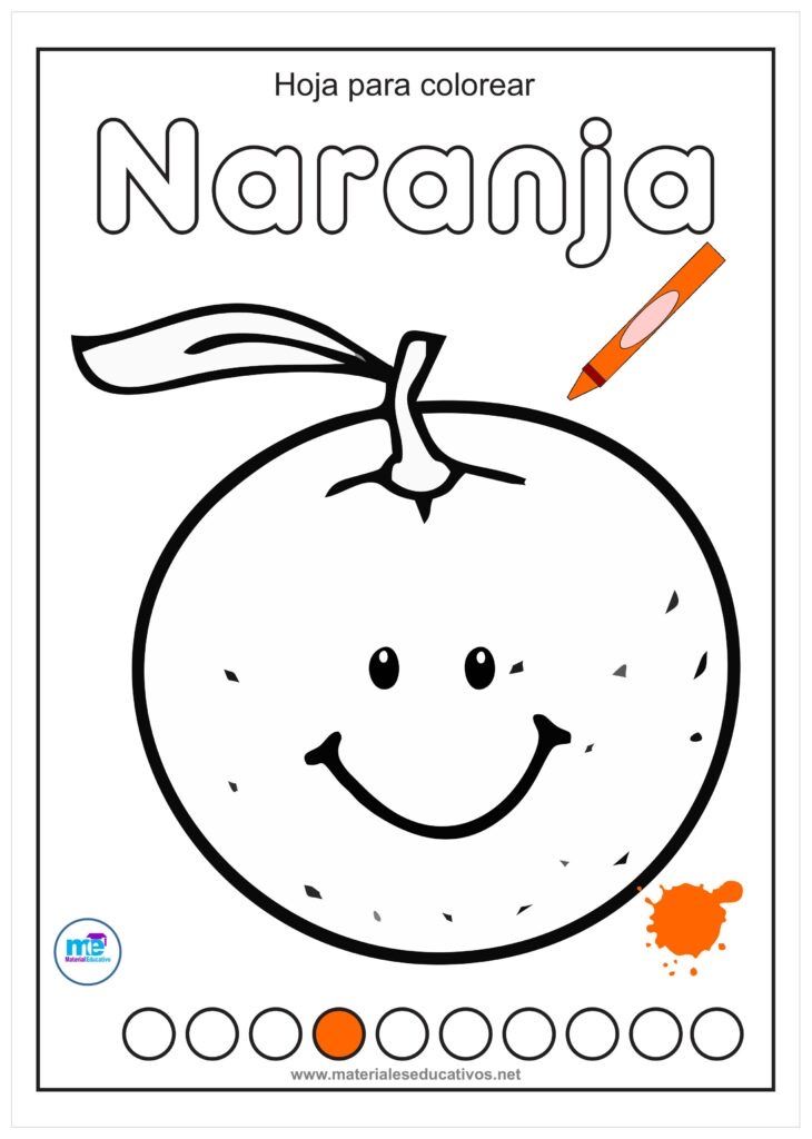 a coloring book with an image of a smiling orange and the words narraja written in spanish