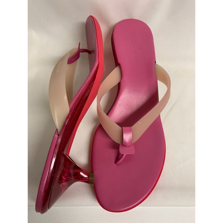 These Are A Fun Pair Of Sandals By Hogan (Tods Is The Parent Company) Size 40 (Comparable To Size 10). They Are Pink, With Lucite Heel, Leather Insole, Rubber Sole. They Are Brand New And Come In Their Original Duster Bag (Sorry, No Box) Modern T-strap Heels For Summer, Modern Flat Flip Flops For Summer, Chic Pink Flip Flops For Beach, Chic Pink Beach Flip Flops, Pink Flip Flops With Single Toe Strap For Summer, Tan Flip Flops For Summer, Tan Round Toe Flip Flops For Summer, Chic Pink T-strap Sandals, Tan Cushioned Sandals For Beach