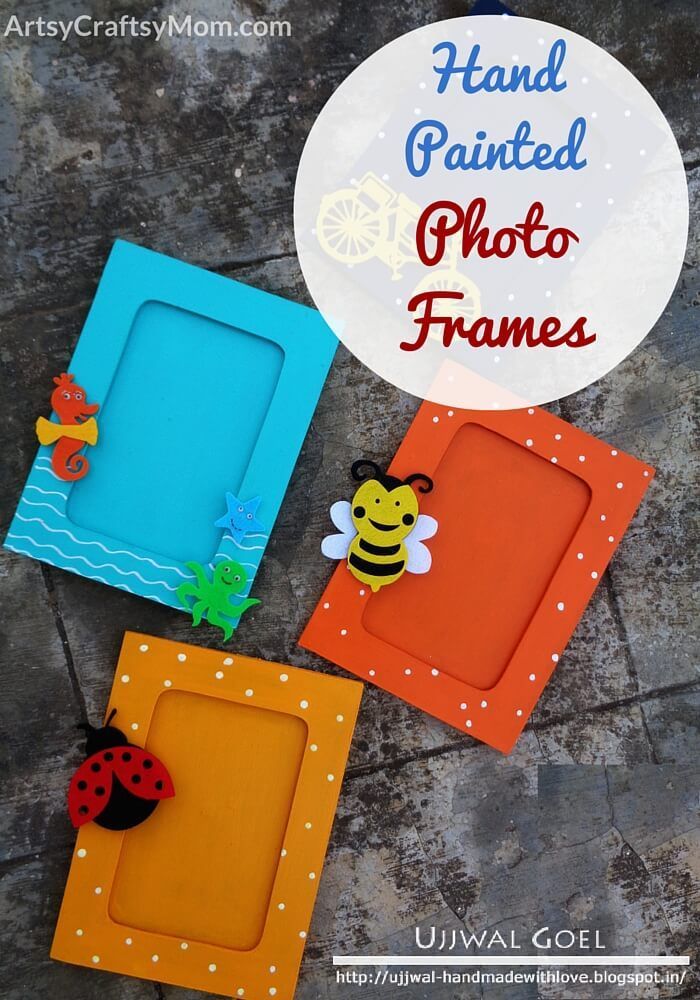 hand painted photo frames on the ground with text overlay