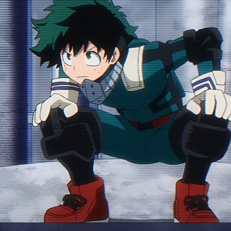 an anime character sitting on the ground with his legs crossed and one foot up in the air