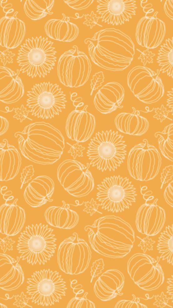 an orange background with white pumpkins on it