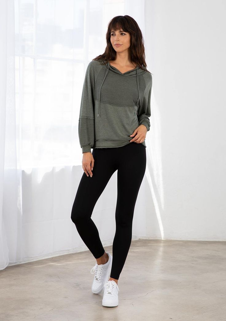 Whether you're looking for an elevated layer for post-workout errands, or you're just obsessed with comfy lounge staples, look no further than our ultra-cool soft knit pullover sweatshirt. Featuring long raglan sleeves and a drawstring hoodie. The exposed seams, raw hemline, and contrast inside-out details add a deconstructed quality. FINAL SALE Soft knit hoodie Inside out detail Relaxed fit Long raglan sleeve Ribbed wrist cuff Drawstring hoodie Raw edge hemline Exposed seam detail Ultra-soft kn Athleisure Everyday Sweater, Everyday Athleisure Sweater, Solid Athleisure Sweatshirt For Layering, Cozy Everyday Activewear For Fall, Casual Cozy Fit Long Sleeve Activewear, Fall Stretch Sweatshirt For Loungewear, Fall Loungewear Stretch Sweatshirt, Everyday Athleisure Sweater With Relaxed Fit, Stretch Fall Sweatshirt For Everyday