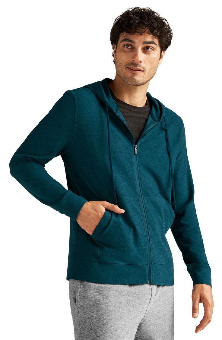 Add the perfect lightweight layer to your look, whether you're working out or hanging out, in a zip-front hoodie crafted with plenty of comfortable stretch. 27" length (size Medium) Drawstring lined hood 87% polyester, 13% elastane Machine wash, tumble dry Made in the USA of imported fabric Sporty Everyday Hoodie Activewear, Hooded Athleisure Activewear For Everyday, Everyday Hooded Athleisure Activewear, Athleisure Activewear With Drawstring Hood For Everyday, Everyday Athleisure Activewear With Drawstring Hood, Stretch Athleisure Hoodie For Everyday, Comfortable Stretch Activewear With Drawstring Hood, Casual Midweight Outerwear For Workout, Morning Jog