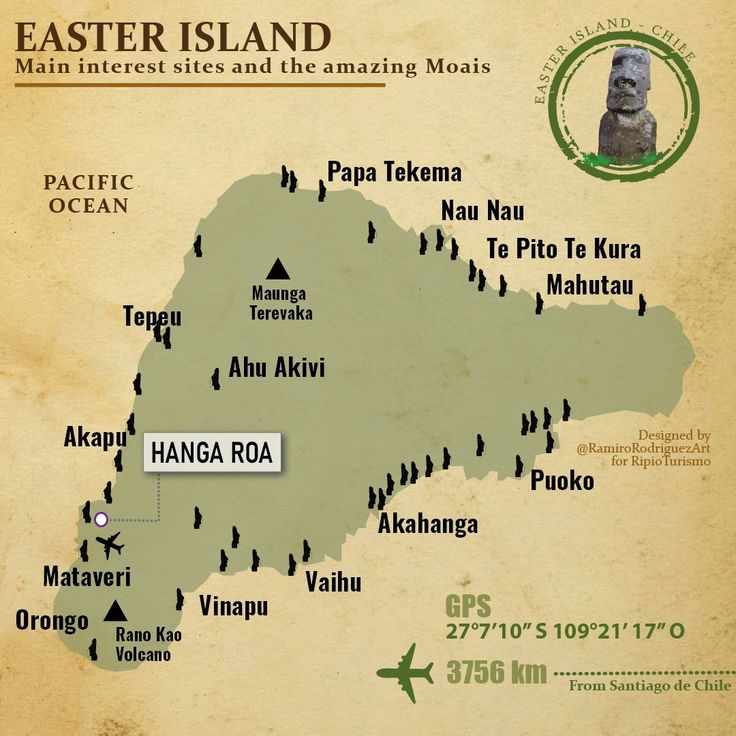 an old map shows the location of easter island