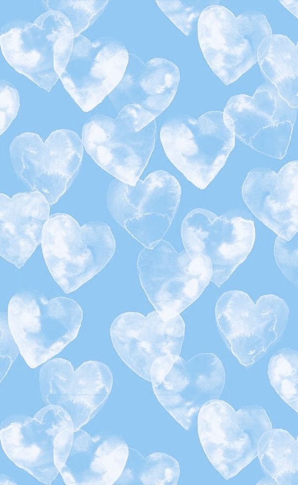 many clear hearts on a blue background