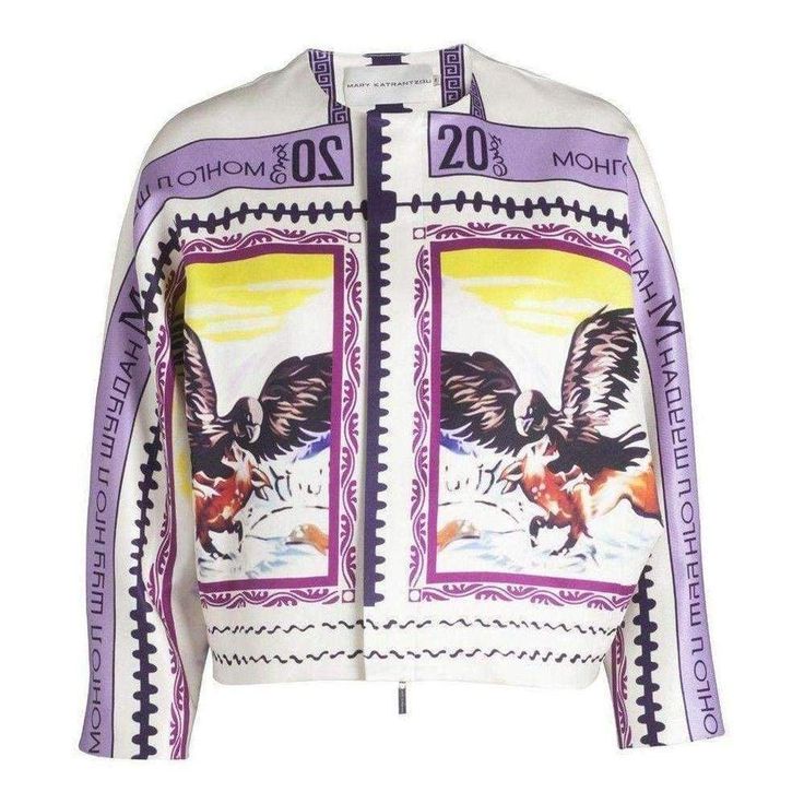 Foreign Money, Collarless Jacket, Jackets Uk, Jacket Zipper, Mary Katrantzou, Denim Blazer, Silk Jacket, Spring Jackets, Double Breasted Jacket