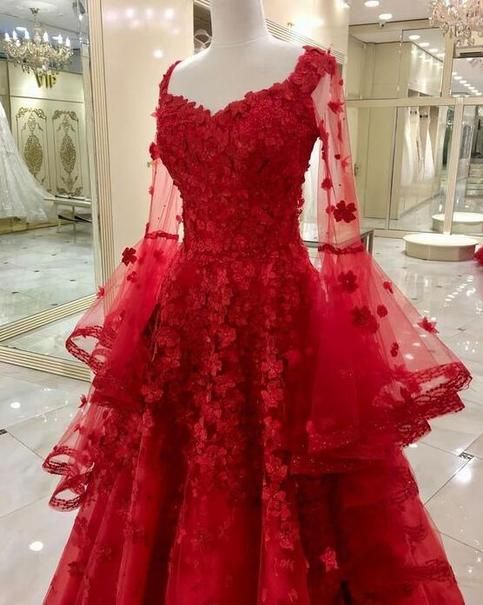 Contact+us:+lisamony@outlook.com Please+left+message+what+color+you+need+when+you+order+it.Besides+the+picture+color,+you+can+also+choose+any+color+you+want. A+Line+Red+Long+Tulle+Prom+Dresses+With+Lace Processing+time:+12-21+business+days Shipping+Time:+3-5+business+days "Fabric:Tulle... Glamorous Clothes, Red Dress Design, Tulle Prom Dress Long, Tulle Prom Dresses, Prom 2022, Prom Dress Inspo, Prom Dress Ideas, Prom Inspo, Tulle Sleeves