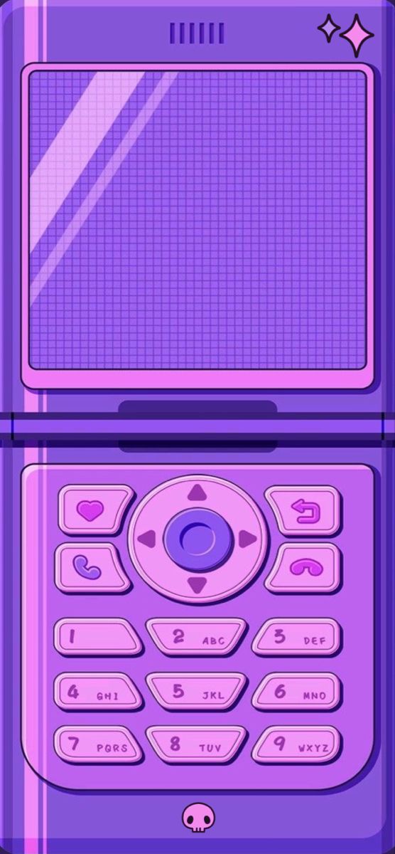 an old cell phone is purple and pink