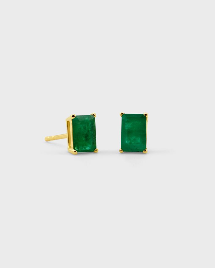 Our birthstone earrings series were created with the intention to collect and gift with meaning. Each earring is handcrafted with brilliantly emerald-cut gemstones and finished in 14 karat gold hardware in New York City. Emerald 14 Karat Gold Handmade in NYC Green Baguette Cut Earrings For Gifts, Modern Emerald Gemstone Earrings, Rectangular Yellow Gold Earrings With Gemstone, Baguette Cut Emerald Earrings As A Gift, Luxury 14k Gold Emerald Cut Earrings, May Birthstone Emerald Cut Fine Jewelry Earrings, Fine Jewelry Emerald Cut May Birthstone Earrings, Fine Jewelry Emerald Cut Earrings For May Birthstone, 14k Gold Emerald Cut Earrings For Gift