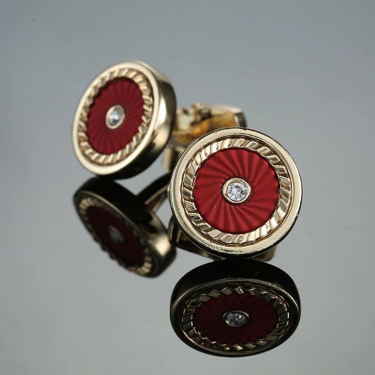 Material of Cuff-links: Zinc AlloyShape of Cuff-links: Circular Shape with Gemstones.Dimensions of Cuff-links: 1.1” Inches x 1.1” Inches.Color of Cuff-links: Chrome, Blue White, Black Blue, Gold Gold, Red Chrome, Purple Chrome Purple, Handmade Cufflinks, Red Chrome, Fashion Eye Glasses, Simple Man, Gold Cufflinks, Dapper Men, Cufflinks Wedding, Cufflinks Men