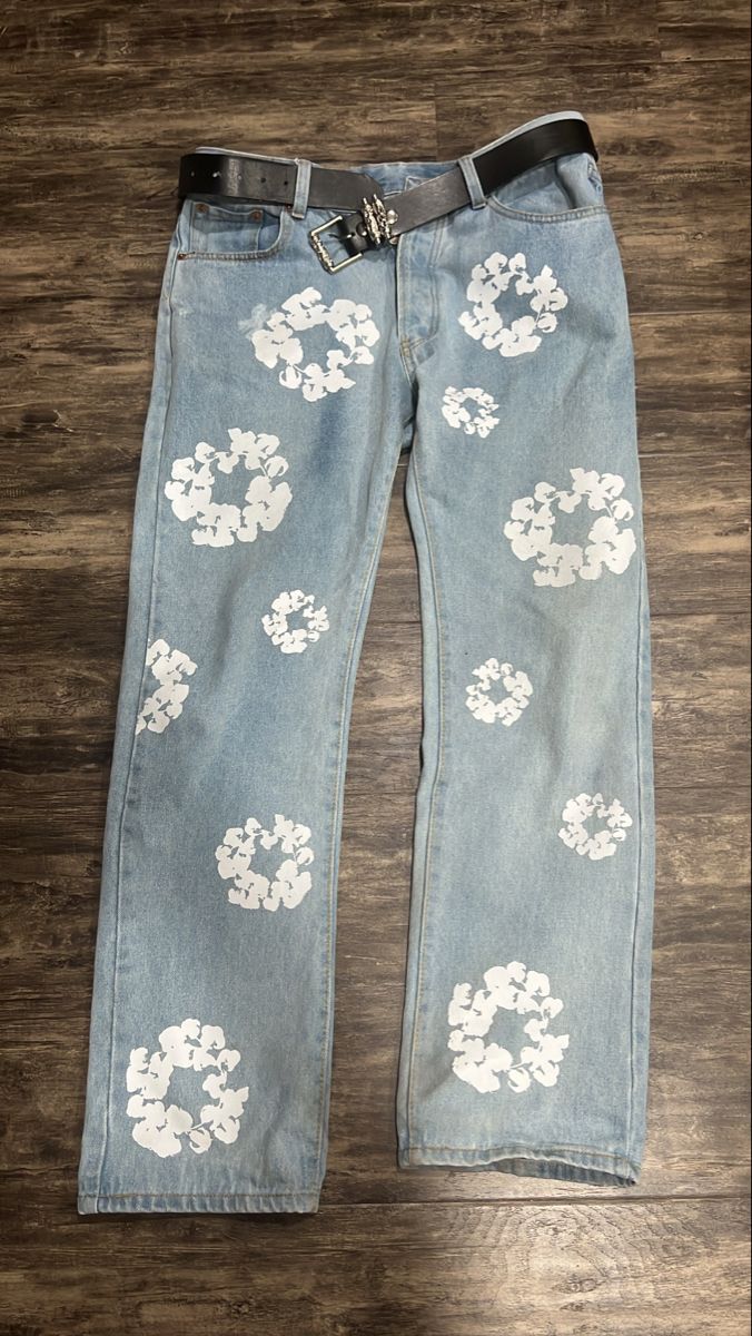 Denim Tears Jeans, Denim Tears, Chrome Heart Jeans, Chrome Hearts Pants, Chrome Hearts Jeans, Y2k Streetwear Aesthetic, Gentleman Lifestyle, Custom Fitted Hats, Torn Jeans