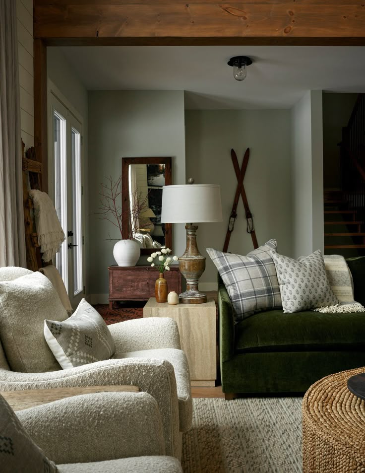 a living room filled with furniture and a fire place