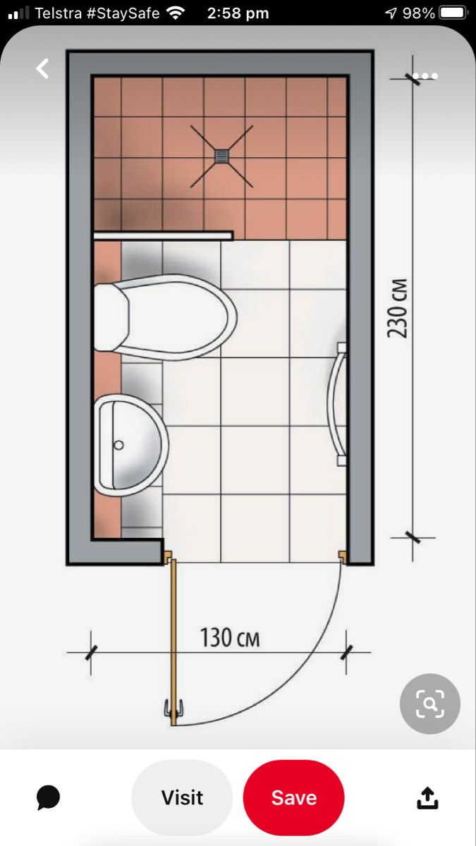 a bathroom with a toilet, sink and shower in the floor plan for an appliance