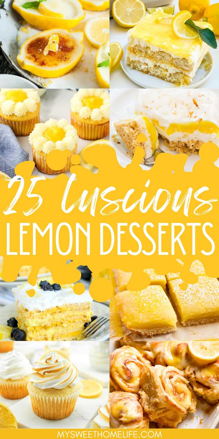 lemon desserts and cupcakes with the title overlay