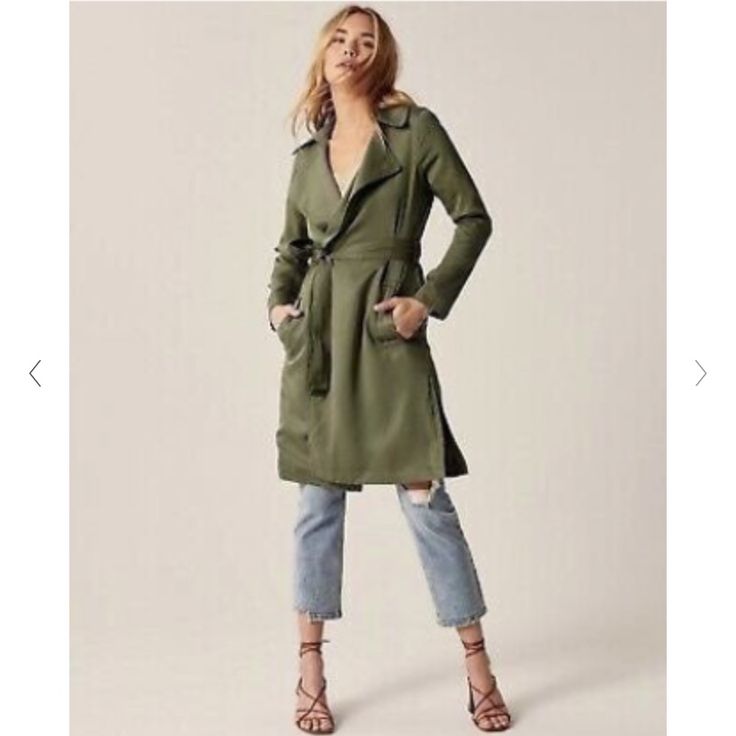 Olive Green Trench Duster. Abercrombie. Never Worn. Does Not Come With The Belt. Solid Outerwear For Fall Day Out, Khaki Pea Coat With Lapel Collar For Spring, Chic Collared Pea Coat For Fall, Green Collared Fall Outerwear, Collared Green Outerwear For Fall, Green Collared Outerwear For Fall, Chic Belted Pea Coat With Long Sleeves, Chic Belted Long Sleeve Pea Coat, Chic Long Sleeve Belted Pea Coat