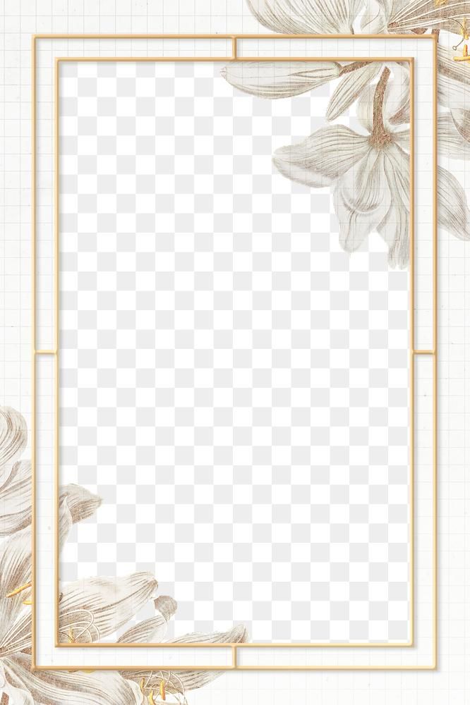 a white and gold frame with flowers on it