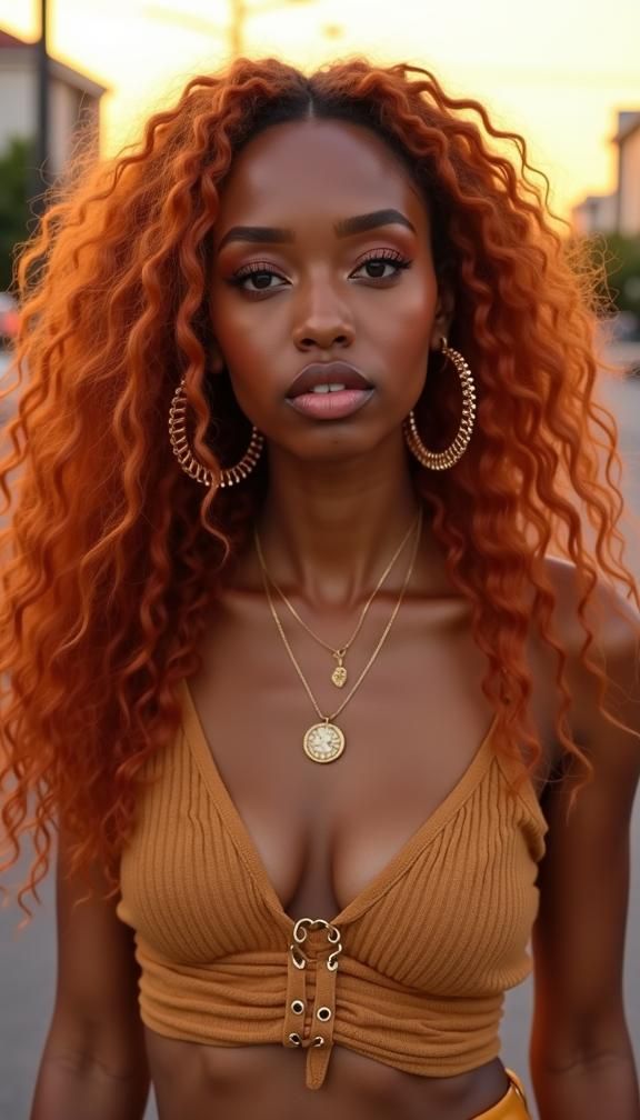 23 Stunning Ginger Hair Colors for Every Skin Tone: From Fiery Copper to Soft Strawberry Blonde Ginger Hair On Dark Skin Black Women, Copper Hair Color Black Women, Lava People, Black Women Ginger Hair, Dark Skin Red Hair, Ginger Hair On Brown Skin, Copper Hair On Black Women, Red Hair On Dark Skin, Apartment Reference