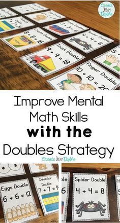 an image of math skills with the doubles strategy for addition and subtractions