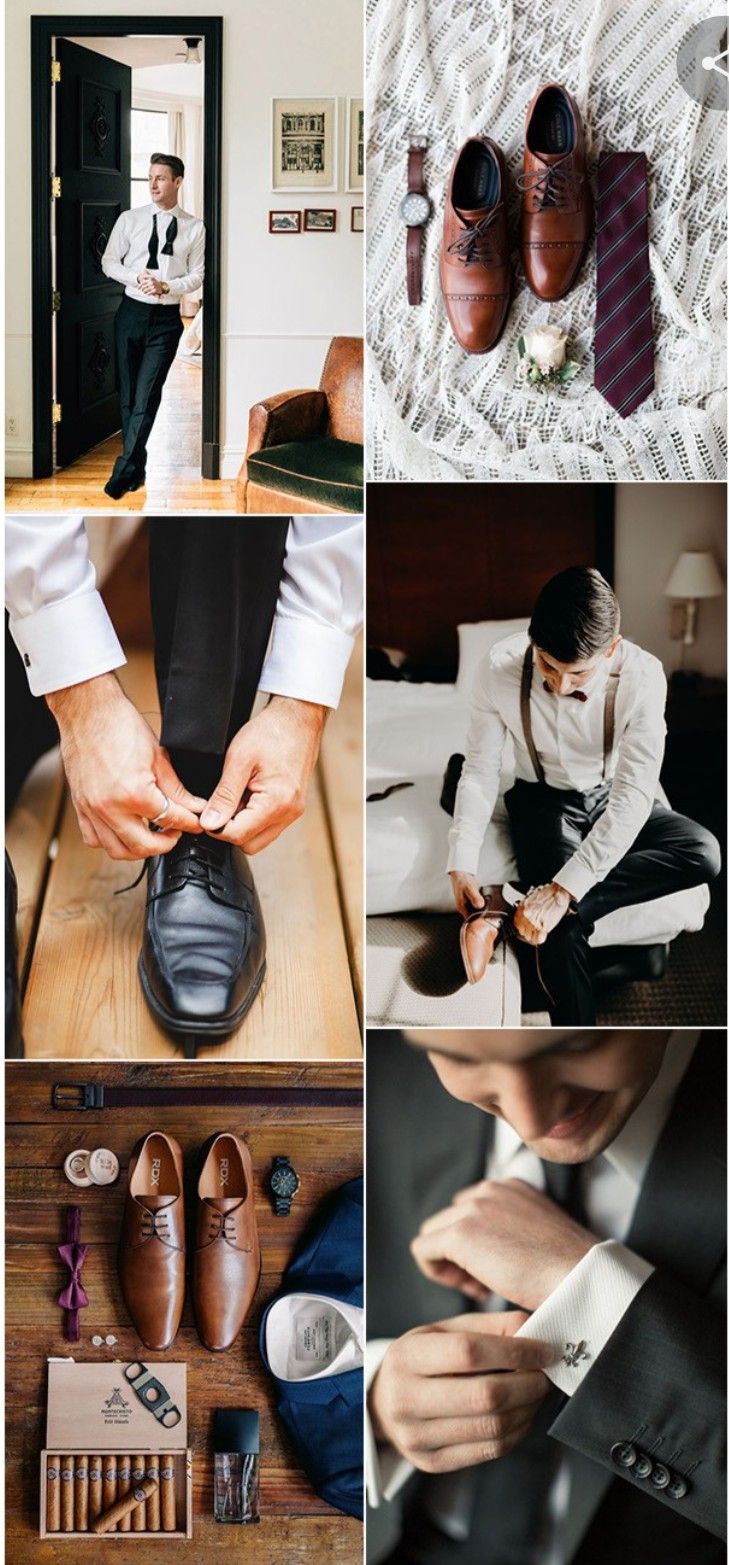 a collage of photos with men's ties and shoes