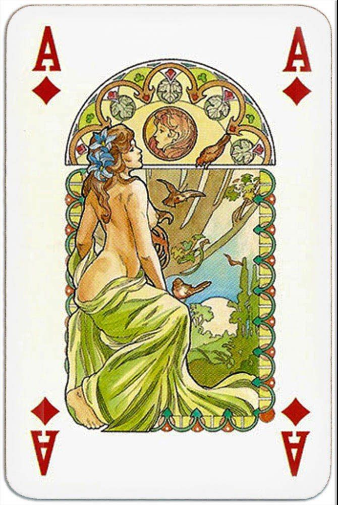 a playing card with an image of a woman