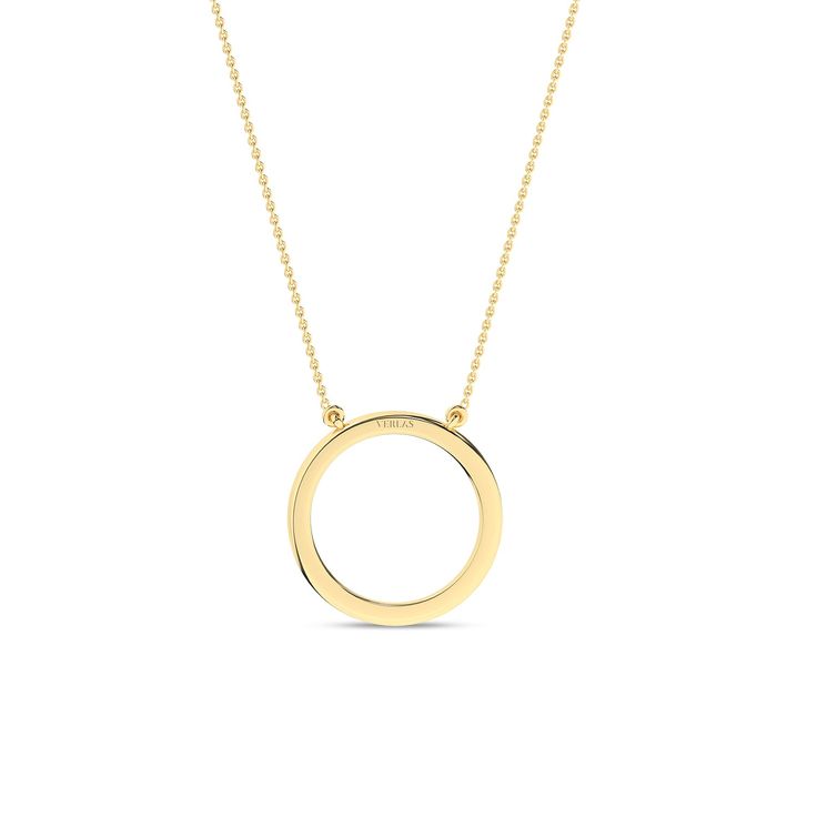 The Circular Silhouette Necklace is a testament to timeless style. It has a diamond-studded circular pendant that captures the essence of enduring love. This piece transforms any ensemble into a captivating look. It’s more than just a necklace; it’s a circle of endless possibilities. Fine Jewelry In 14k Gold Circle Shape, Sterling Silver Open Circle Jewelry In Yellow Gold, Classic 14k Gold Open Circle Jewelry, Modern Jewelry With Timeless Round Design, Modern Open Circle Wedding Jewelry, Elegant Open Circle Jewelry With Polished Finish, Yellow Gold Plated Circular Jewelry, Circle Shaped Yellow Gold Necklace With Adjustable Chain, Modern Round Diamond Necklace With Adjustable Chain