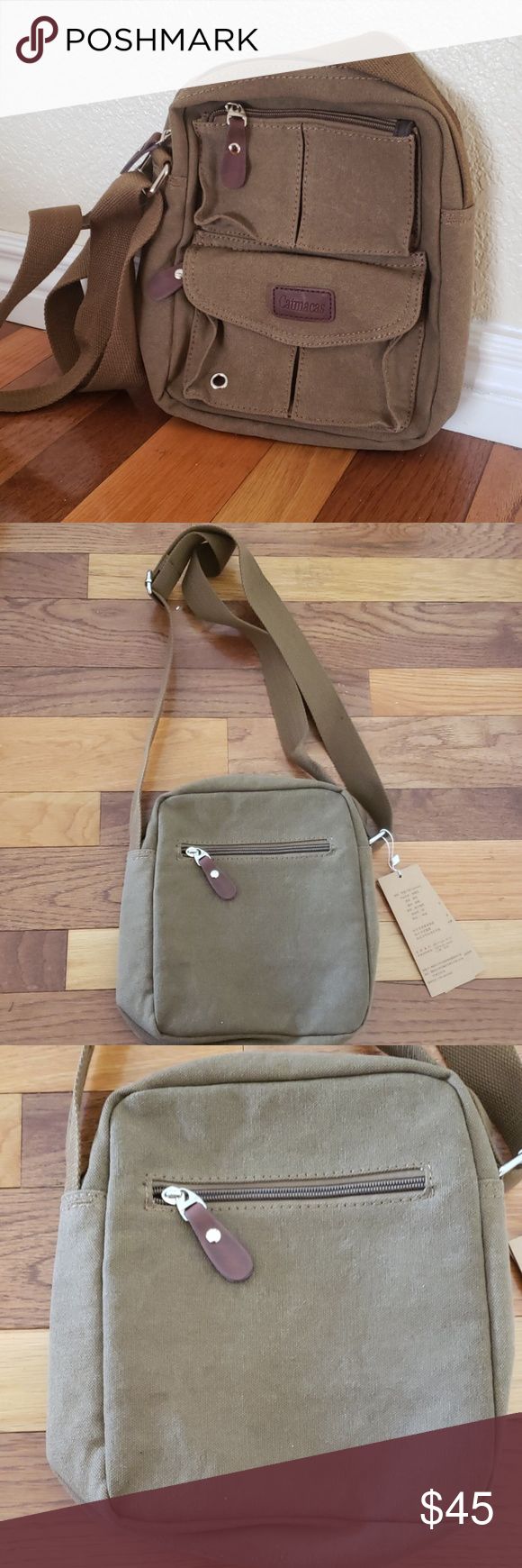 High quality Canvas leather Messenger bag dustbag High quality messenger bag canvas and leather. Tye bag has several pockets Here are the dimensions Lenght 8" Width 3" Height 10" Comes with a dustbag Bags Messenger Bags Khaki Satchel Shoulder Bag For Everyday Use, Khaki Crossbody Satchel For On-the-go, Everyday Khaki Satchel, Khaki Satchel For Everyday Use, Brown Canvas Bag For Everyday Use, Khaki Rectangular Satchel For Everyday Use, Rectangular Khaki Satchel For Everyday Use, Brown Canvas Satchel With Mobile Phone Bag, Bags Messenger