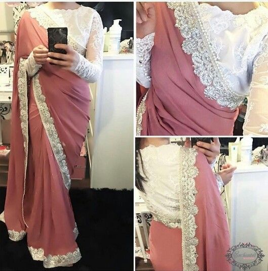 Wedding Dresses Hijab, Dresses Hijab, Lace Saree, Fancy Sarees Party Wear, Sari Blouse Designs, Saree Designs Party Wear, Saree Blouse Patterns, Unique Blouse Designs, Designer Saree Blouse Patterns