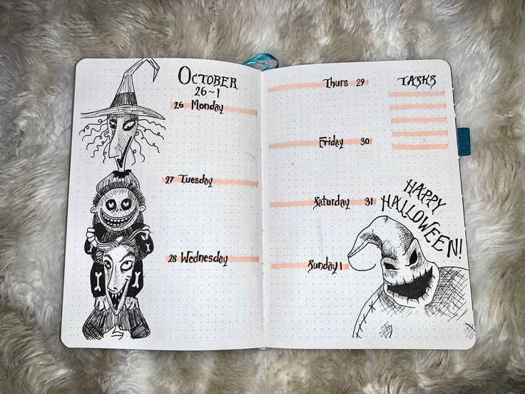 #bulletjournaling #bulletjournals #bulletjournalideas #bujoideas #bujoinspiration #bulletjournalinspiration #nightmarebeforechristmas #illustration #weeklyspread #planner #halloween #halloweentheme #jackskellingtonart Beetlejuice Bullet Journal, October Weekly Spread, Random Journal, Christmas Bullet Journal, Bullet Journal Halloween, Halloween Journal, Goals Bullet Journal, Bullet Journal Paper, Journal Bullet