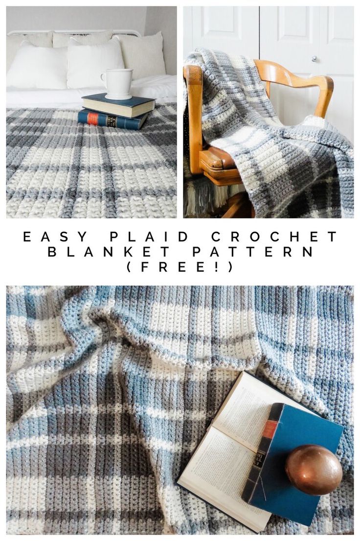 the easy plaid crochet blanket pattern is perfect for any bed in your home