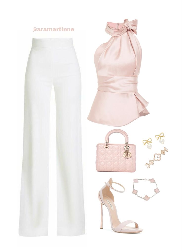 Cute Outfit Girly, Classy But Elegant Outfit, Pink And White Outfit Ideas Classy, Billionaire Outfit Womens Fashion, White And Pink Outfit Classy, Fancy Business Outfits, Classy Outfits Pink, Elegant Girly Outfits, Pink Look Outfit