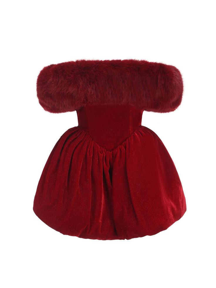 Nana Jacqueline, Removable Collar, Red Velvet Dress, Luxury Clothing, Caicos Islands, Pitcairn Islands, Christmas Dress, Dress Red, Fur Collar