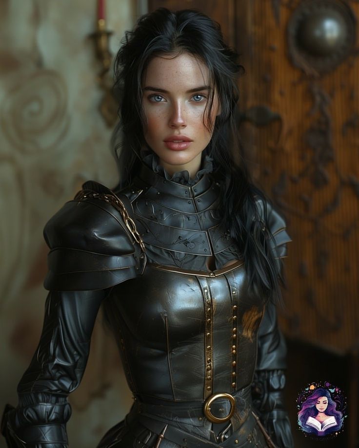 a close up of a doll wearing a leather outfit and holding a knife in her hand