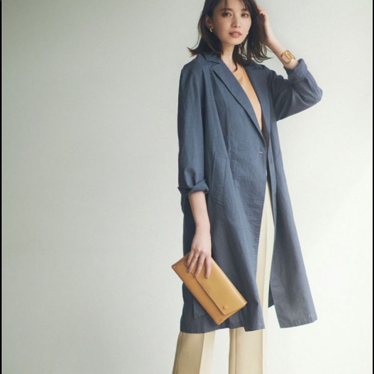 Linen Cotton Blend Long Coat In Olive Green In Xs. Goes Great With Dresses And Jeans. Brand New With Tags. 52% Linen 48% Cotton Office Linen Outerwear With Pockets, Spring Long Sleeve Blazer With Pockets, Casual Stand Collar Blazer For Office, Casual Linen Outerwear With Hidden Button Closure, Spring Blazer With Stand Collar And Pockets, Spring Blazer With Pockets And Stand Collar, Chic Linen Outerwear For Everyday, Chic Linen Everyday Outerwear, Everyday Spring Blazer With Lapel Collar