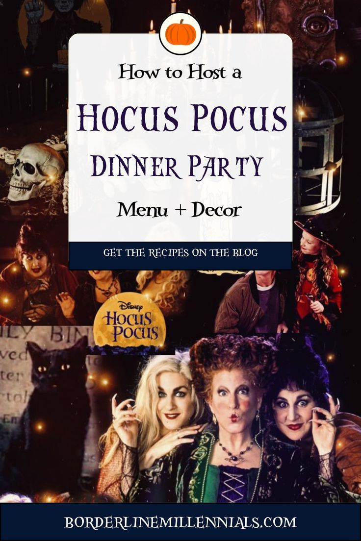 an advertisement for hoccus pocus's dinner party