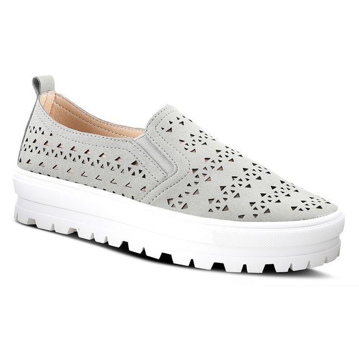 Step into style with these Patrizia Angelita women's slip-on shoes. Click this FOOTWEAR GUIDE to find the perfect fit and more! Step into style with these Patrizia Angelita women's slip-on shoes. Click this FOOTWEAR GUIDE to find the perfect fit and more! FEATURES Perforated design Soft and cushioned flexible outsoleDETAILS Microsuede upper & lining Rubber outsole Round toe Slip-on 1.75-in. heel 1.5-in. platform Spot clean Imported Size: 37. Color: Gray. Women's Slip On Shoes, Spring Step Shoes, Sneakers Grey, Shoe Size Chart, Slip On Shoes, Slip On Sneaker, Athletic Shoes, Shoes Sneakers, Perfect Fit