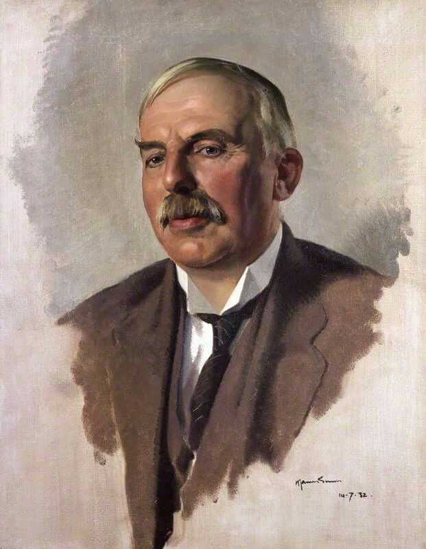 a painting of a man in a suit and tie with a moustache on his face