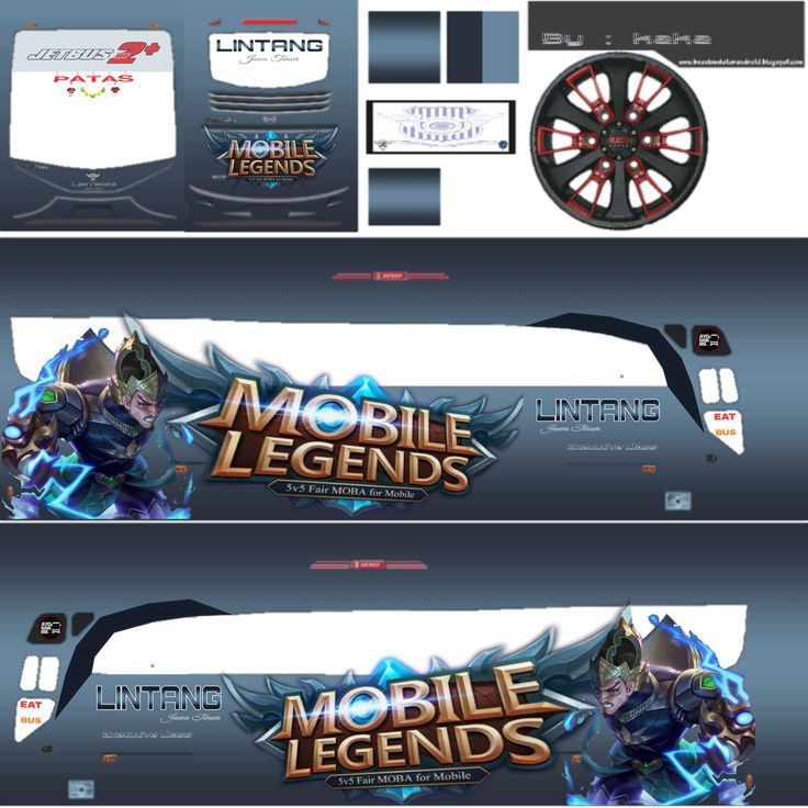 an advertisement for mobile legend is shown in three different stages, including the front and back sides