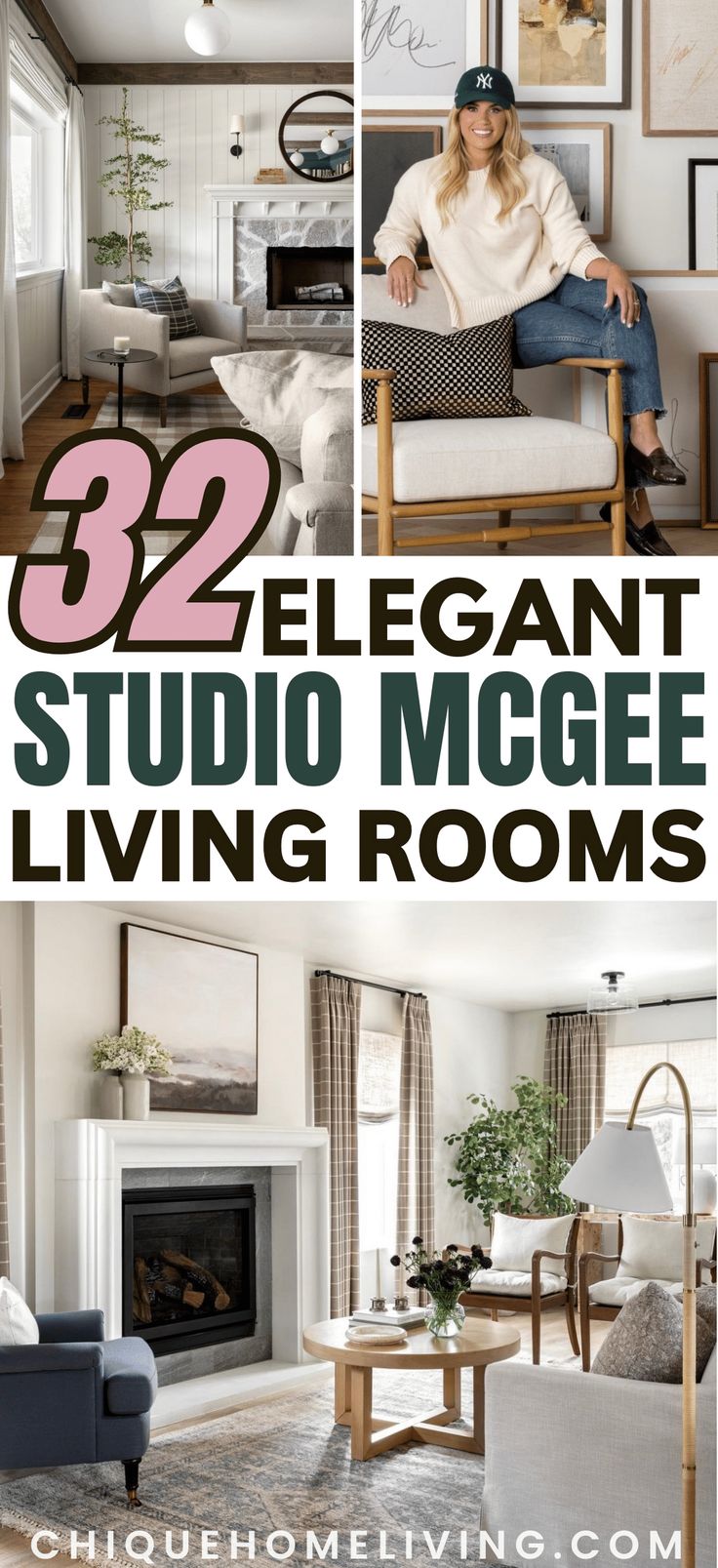 the living room is decorated in white and has pictures on the wall above it that says, 52 elegant studio moge living rooms