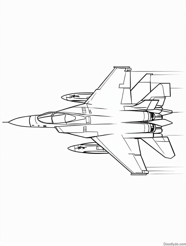 a drawing of a fighter jet flying in the sky