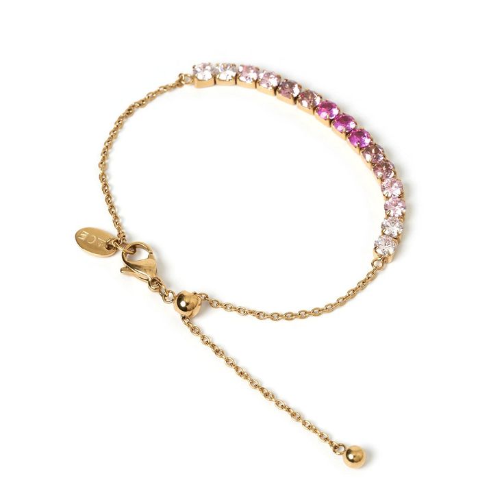 Creating arm candy can be easy with our stunning new Zalia Bracelet. With the most beautiful array of ombre-coloured stones and an easy and adjustable pull chain close to fit all, this style is versatile, functional and ready to level up your look on every occasion!  18k Gold Plated (1 Micron Thick) Coloured Zircon Stones E-coating for a premium finish Lead & Nickel Free Adjustable to fit most CARING FOR YOUR AOE JEWELS  At Arms Of Eve, we take great pride in the quality of all our jewels. All o Women Rising, Ombre Color, Pull Chain, Arm Candy, Independent Designers Fashion, Badger, Level Up, Sales Gifts, Stone Color