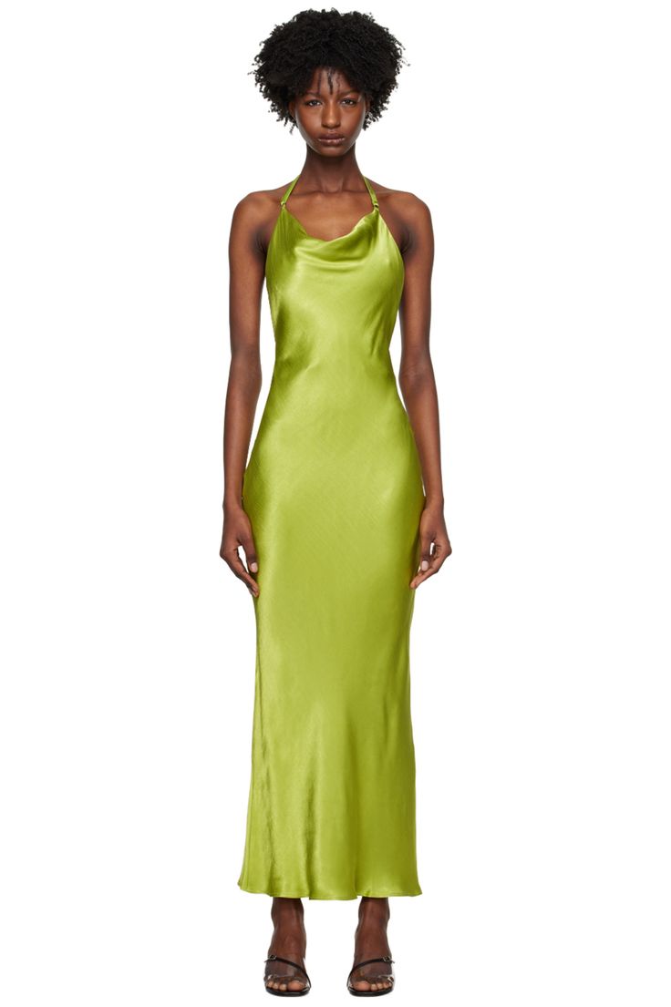 BEC + BRIDGE: Green Odessa Maxi Dress | SSENSE Grape Dress, Chartreuse Dress, Alt Wedding, Bridge Dress, Bm Dresses, Plunge Midi Dress, Green Maxi Dress, Maid Of Honour Dresses, Chartreuse Green