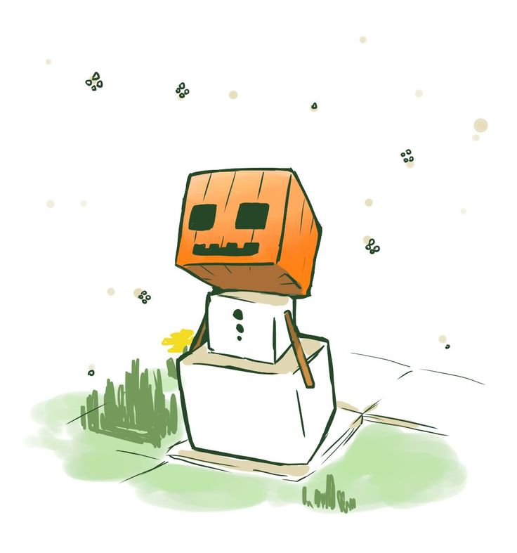 an orange box with a face sitting on top of it's head in the grass