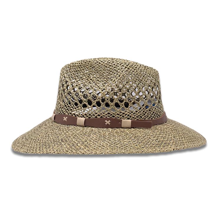 Shape: Panama Hat, Indiana StyleMaterial: SeagrassSize: Medium & Large Brim: 3.25”Color: GreenDetail: "Band" (Toquilla)Hat Care: Always handle your hat by the top. Do not place hat with brim on the surface, it will cause it to flatten the brim. Always Brim turned up.To dust off, use a soft brush.To remove stains, wipe with a cloth, then let it dry naturally with the brim turned up.Steam it to shape if necessary.Misshapen flat brim straw hats can be shaped carefully with a lukewarm - not hot Short Brim Toquilla Straw Panama Hat, Country Style Straw Brimmed Hats, Toquilla Straw Panama Hat With Short Brim, Outdoor Straw Hat Bands With Short Brim, Beige Toquilla Straw Hat Band For Outdoor, Beige Short Brim Straw Hat For Outdoor, Adjustable Straw Boater Hat For Country Events, Outdoor Straw Fedora With Brimmed Shape, Brimmed Toquilla Straw Panama Hat