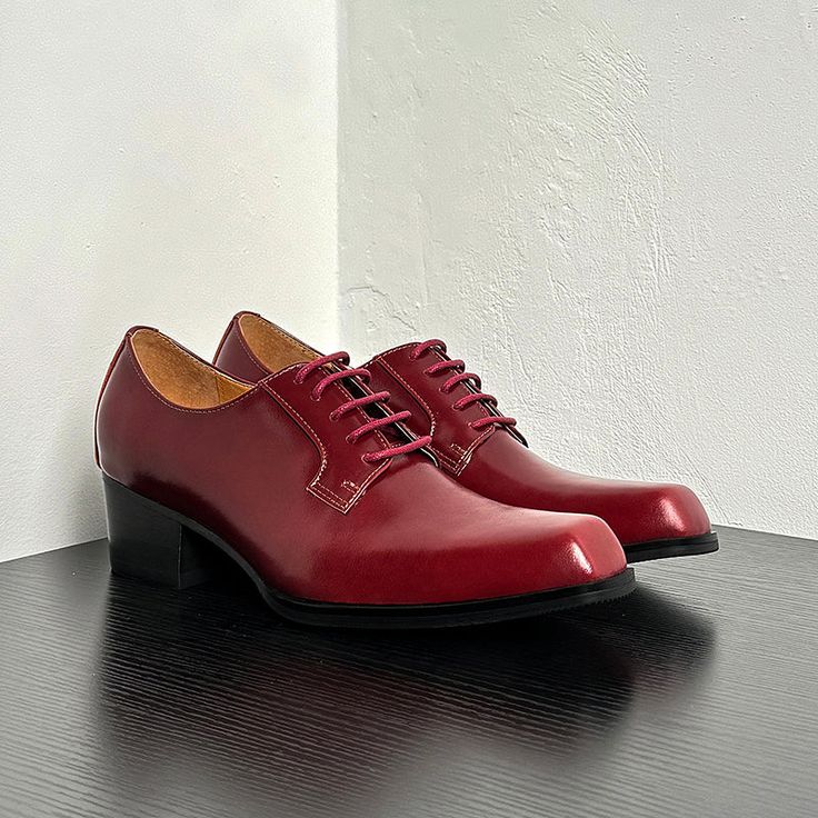 Introducing the ChicLux Square Toe Lace-Up Dress Shoes, a testament to luxury and style. Crafted with the finest quality genuine leather, these shoes offer durability and a sleek appearance. Elevate your footwear collection and make a statement with these timeless classics. Classic High Heel Leather Lace-up Shoes, Plain Toe Dress Shoes With Red Sole For Work, Elegant Leather Lace-up Shoes With Square Toe, Office High Heel Leather Shoes With Rubber Heel Cap, Office Dress Shoes With Red Sole And Plain Toe, Office Dress Shoes With Red Sole, Workwear Dress Shoes With Red Sole, Elegant Square Toe Lace-up Formal Shoes, Square Toe Leather Oxfords For Formal Wear