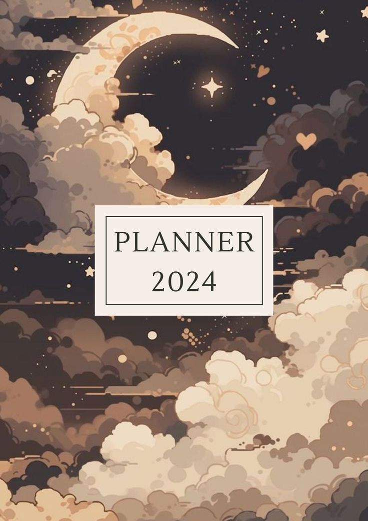 the moon and stars are in the sky above clouds with text that reads planner 2021