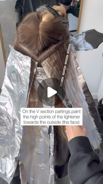 Foliage Placement Techniques, Balayage Hair Videos Technique, How To Section Hair For Balayage, Foilage Technique Hair, Braided Balayage Technique, Hair Foiling Techniques, Balayage Hair Diy, Foilayage Hair, Foliage Hair