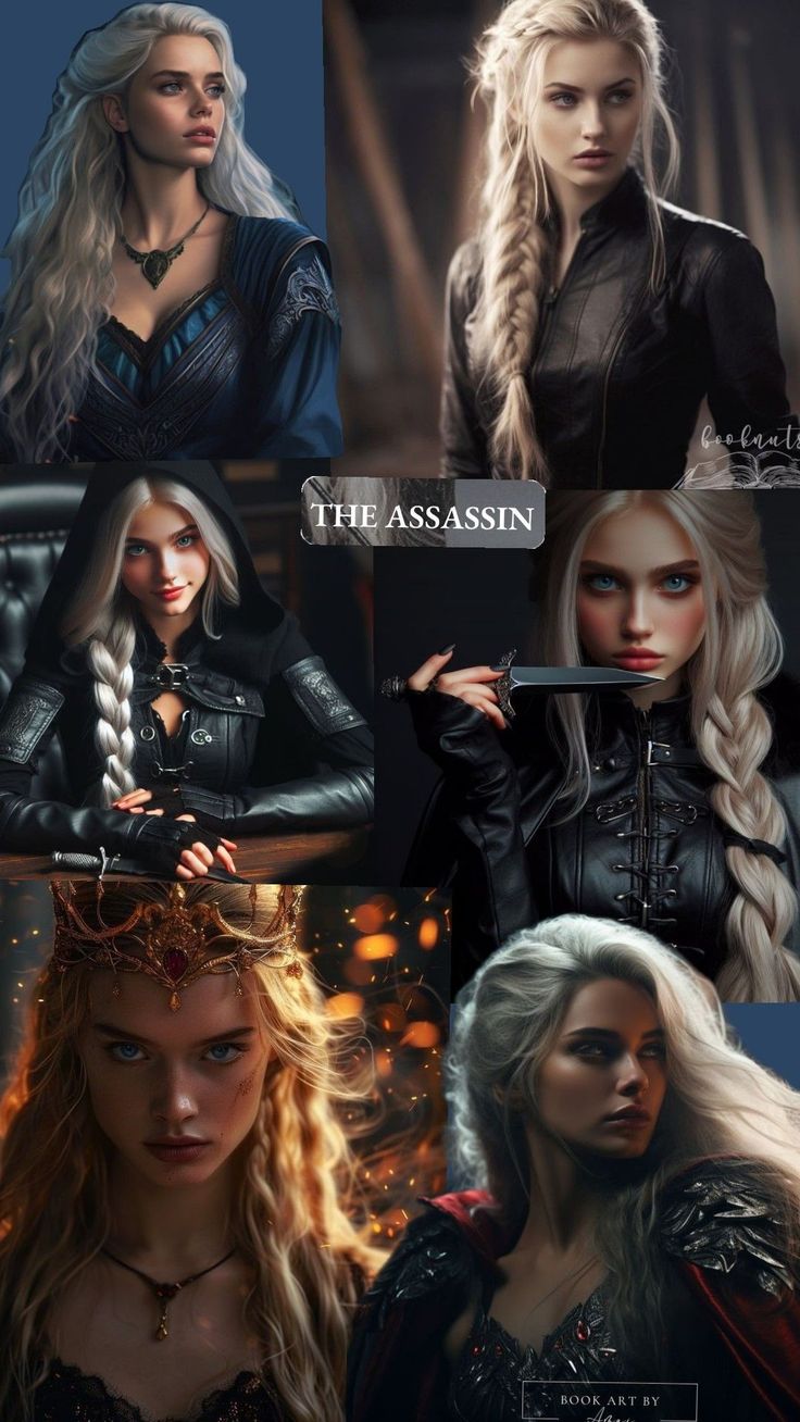 several different pictures of the same person in game of thrones, one with long hair and